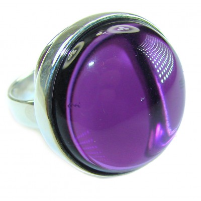 Purple Amethyst .925 Sterling Silver Handcrafted Large Ring size 7 adjustable