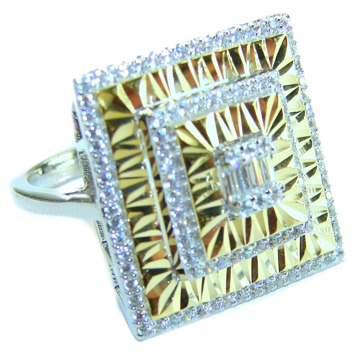 Aphrodite - two tones .925 Sterling Silver handcrafted ring size 6 1/2