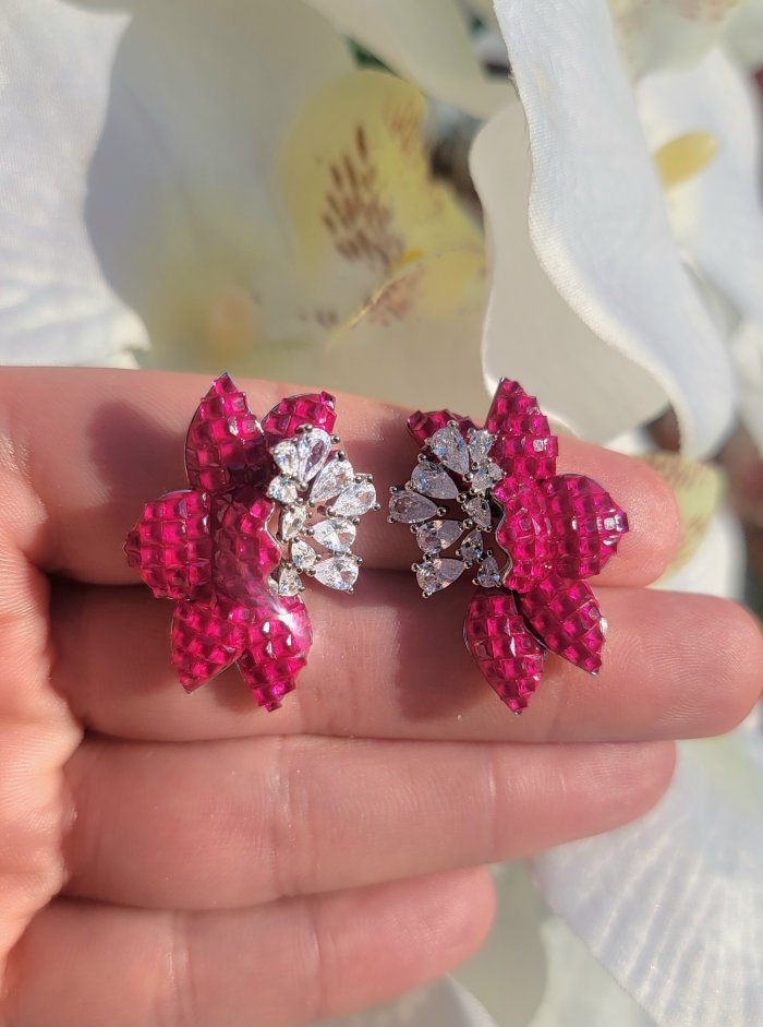 Magnificent Jewel 15.5 carat Ruby .925 Sterling Silver handcrafted incredible earrings - video