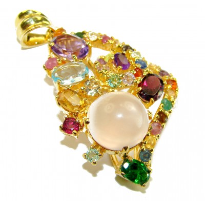 Marie Antoinette's STYLE authentic 20.5 carat Brazilian Rose Quartz 18K Rose Gold over .925 Sterling Silver handcrafted Statement pendant