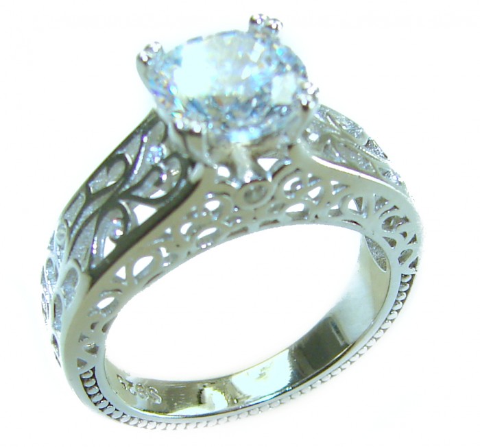 Luxurious 10.2 carat White Topaz .925 Sterling Silver handcrafted Ring s. 7