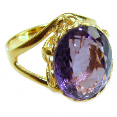 Purple Royalty 8.5 carat Amethyst .925 Sterling Silver dipped in 14K Rose Gold over Handcrafted Huge Ring size 7 1/4