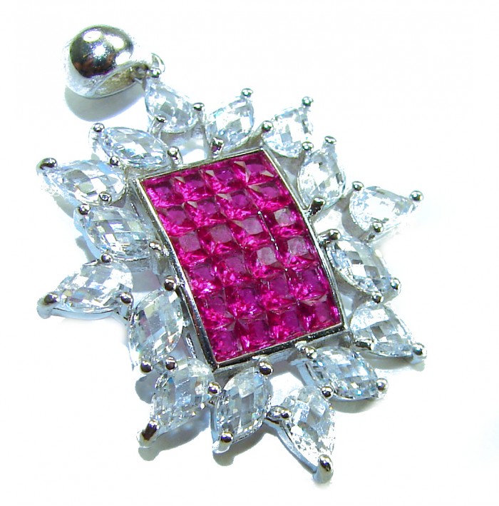 Precious - Art Deco 8.2 carat Ruby .925 Sterling Silver handcrafted .925 Sterling Silver handmade Pendant