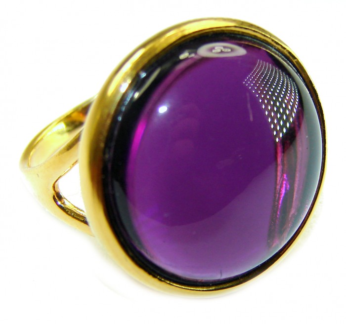 Purple Amethyst 18K Gold over .925 Sterling Silver Handcrafted Large Ring size 7
