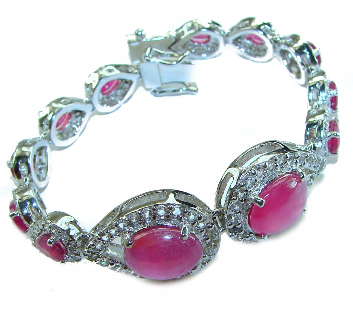 Dolce Vita - Precious Natural 52.5 carat Ruby black rhodium over .925 Sterling Silver handcrafted bracelet