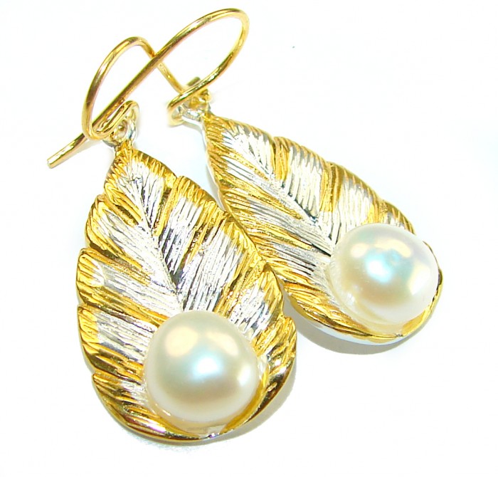 Sublime Blister Pearl 14K Gold over .925 Sterling Silver handcrafted Earrings