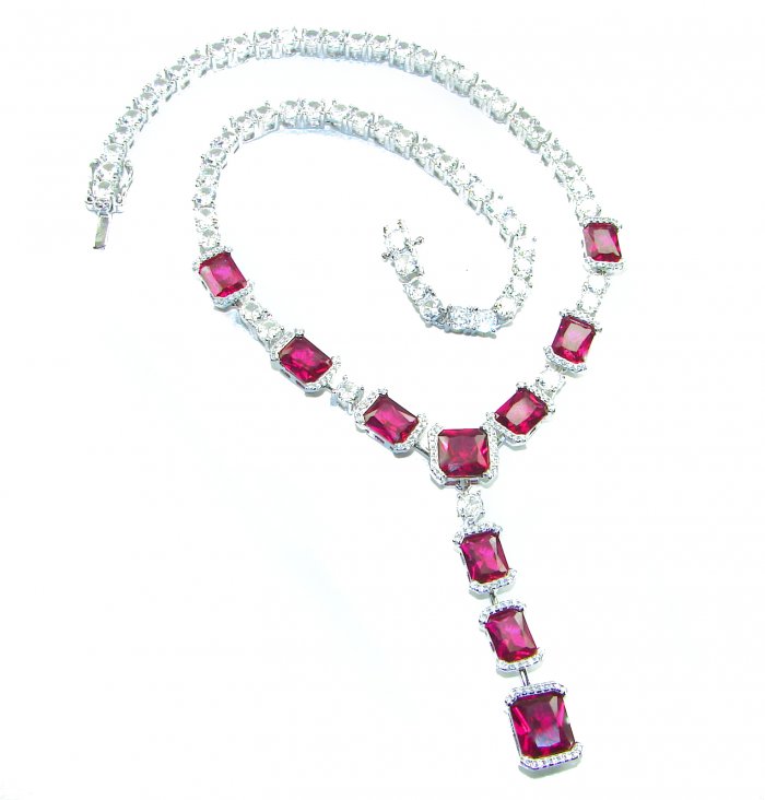 Royalty 30.2 carat Ruby .925 Sterling Silver .925 Sterling Silver Statement Necklace - video