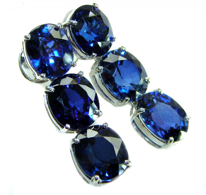 Deep Ocean 22.5 carat London Blue Topaz .925 Sterling Silver handmade Statement earrings - video