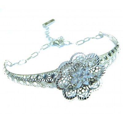 Aphrodite - Solid 2.5 multicolor white Sapphire .925 Sterling Silver handcrafted Bracelet