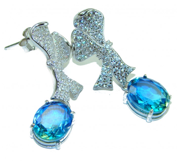 Atlantica 5.7 carat Aquamarine .925 Sterling Silver Handcrafted Statement earrings