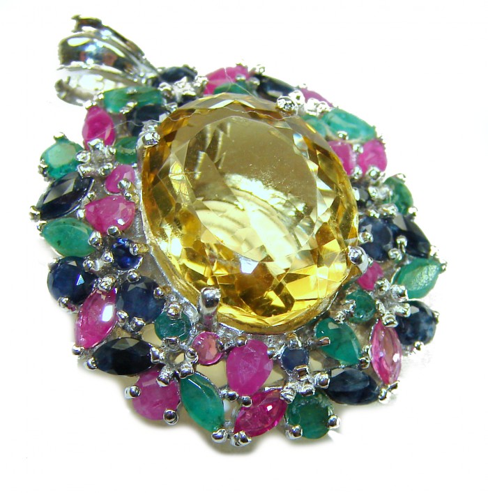 Tiffany - Vintage Design Genuine 14.5 carat precious Citrine .925 Sterling Silver handmade Pendant