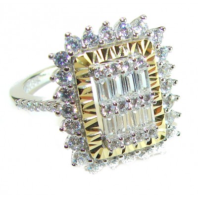 Art Deco 11.2 carat White Topaz .925 Silver handcrafted Cocktail Ring s. 8