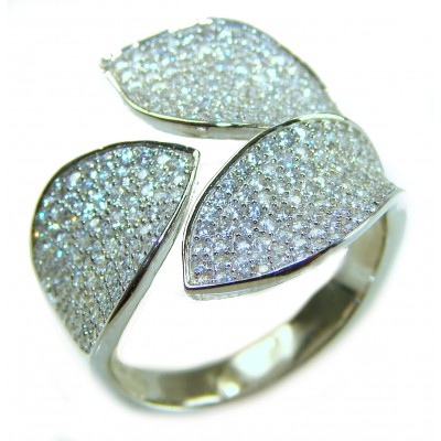 Luxurious 8.2 carat White Topaz .925 Sterling Silver handcrafted Ring s. 7