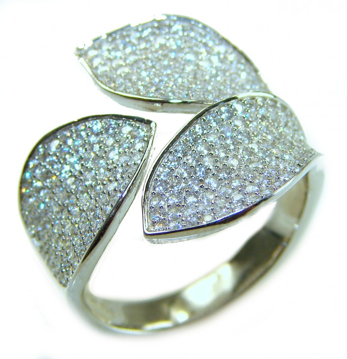 Luxurious 8.2 carat White Topaz .925 Sterling Silver handcrafted Ring s. 7