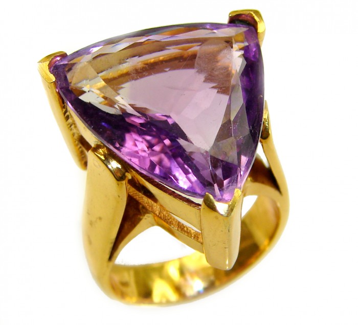 Purple Royalty 25.5 carat Amethyst .925 Sterling Silver dipped in 18K Gold over Handcrafted Ring size 8