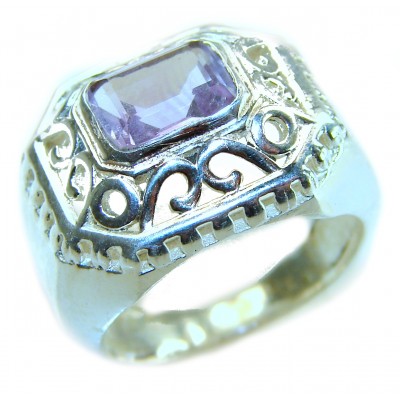 Real Diva baguette Pink Kunzite .925 Silver handcrafted Cocktail Ring s. 6