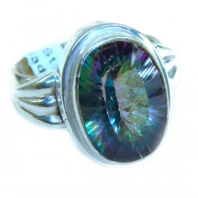 Dreamer 12.8 carat Mystic Topaz .925 Sterling Silver handcrafted Large ring size 7