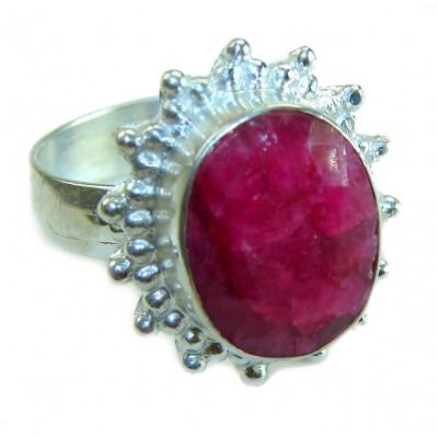 Magnificent Jewel 5.5 carat Ruby .925 Sterling Silver Handcrafted Ring size 10