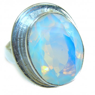 20.5ctw Opalite .925 Sterling Silver handcrafted Ring size 8 1/2