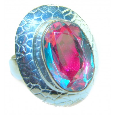 Rainbow Topaz .925 Sterling Silver handmade Ring size 7