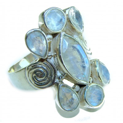 Top quality quality Rainbow Moonstone .925 Sterling Silver handmade ring s. 9