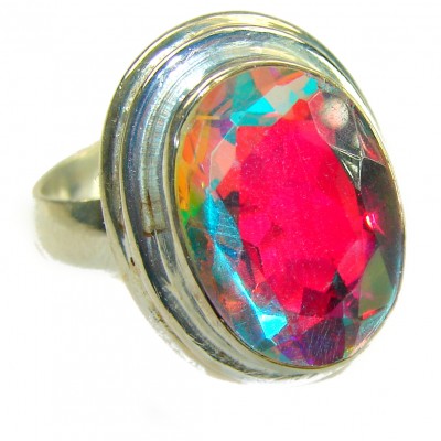 Rainbow Topaz .925 Sterling Silver handmade Ring size 7 1/2