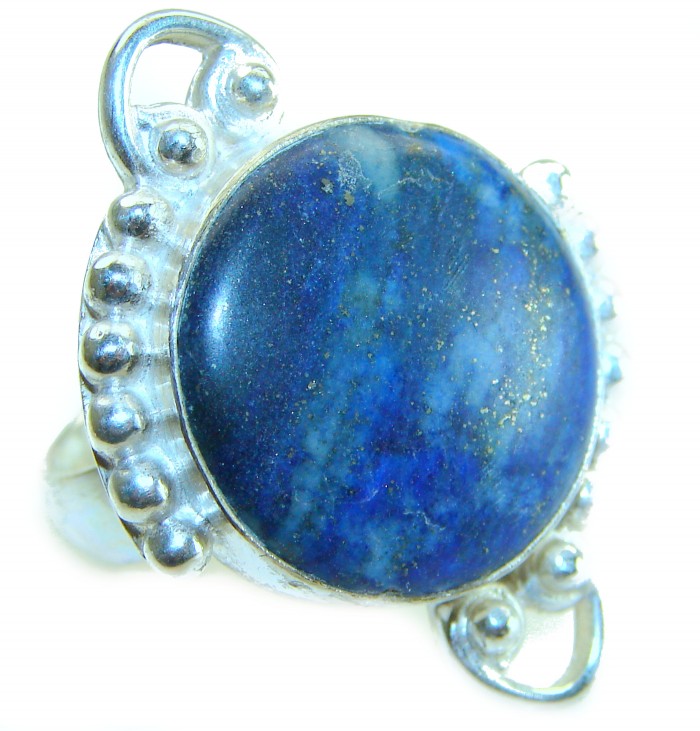 Natural 20.8 carat Lapis Lazuli .925 Sterling Silver handcrafted ring size 8