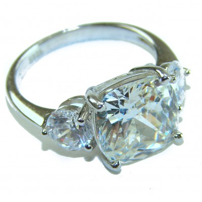 Art Deco 11.2 carat White Topaz .925 Silver handcrafted Cocktail Ring s. 7