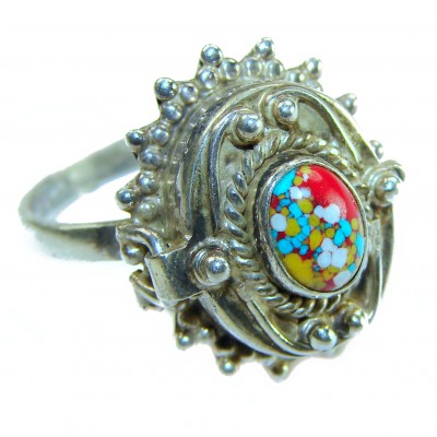 Picasso Jasper Poison .925 Sterling Silver handcrafted ring s. 9