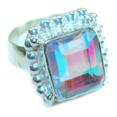 Big Dreamer Massive 25.8 carat Mystic Topaz .925 Sterling Silver handcrafted Large ring size 8 1/2