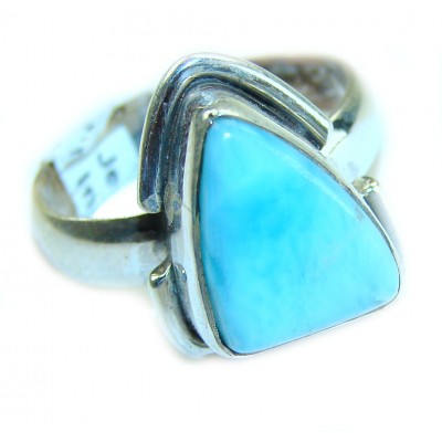Blue Perfection AUTHENTIC Larimar .925 Sterling Silver handmade Large ring size 7 1/2