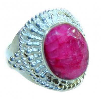 Magnificent Jewel 5.5 carat Ruby .925 Sterling Silver Handcrafted Ring size 7 1/2