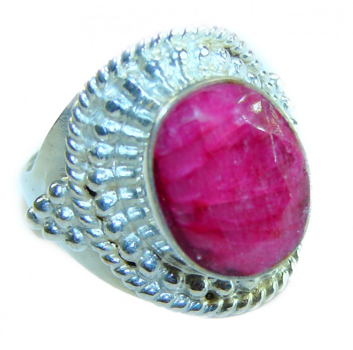 Magnificent Jewel 5.5 carat Ruby .925 Sterling Silver Handcrafted Ring size 7 1/2