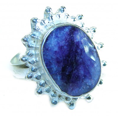 Precious Design baquette cut 4.9 CARAT Sapphire .925 Sterling Silver Statement Ring s. 9