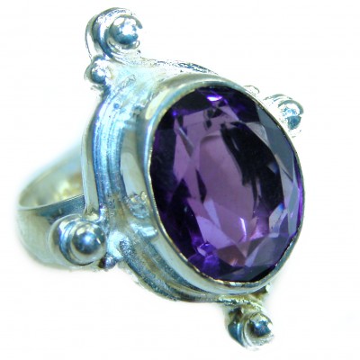 Odyssey 20.5 carat Purple Amethyst .925 Sterling Silver Handcrafted Large Ring size 6