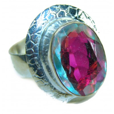 Rainbow Topaz .925 Sterling Silver handmade Ring size 8