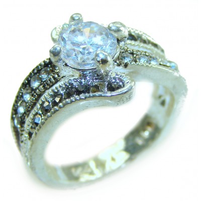 Luxurious 5.2 carat White Topaz .925 Sterling Silver handcrafted Ring s. 5