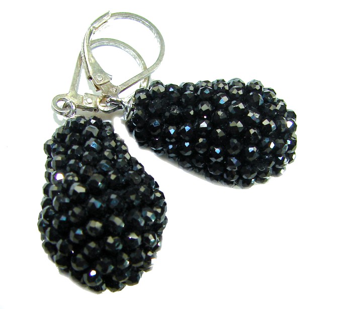 Black Berry Incredible authentic Spinel .925 Sterling Silver handcrafted earrings