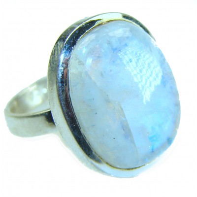 Rainbow Moonstone .925 Sterling Silver handmade ring s. 6