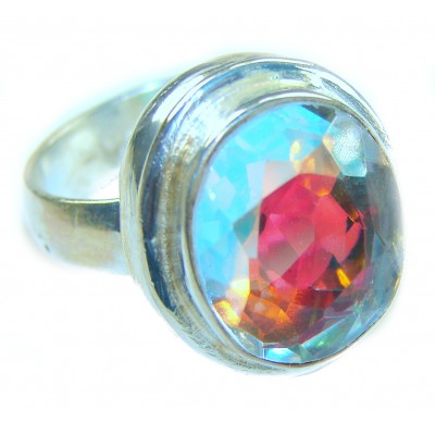 Rainbow Topaz .925 Sterling Silver handmade Ring size 6