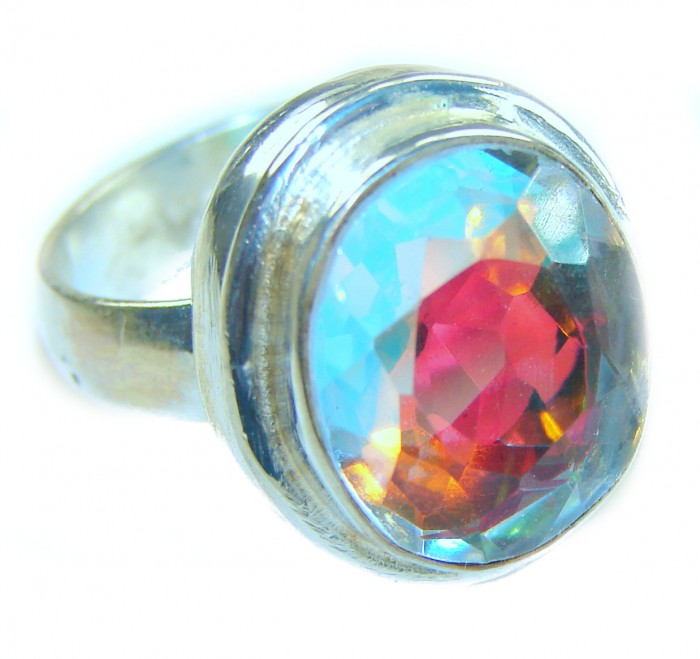 Rainbow Topaz .925 Sterling Silver handmade Ring size 6