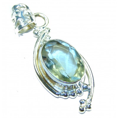 11.8 carat Green Amethyst - Prasolite .925 Sterling Silver handcrafted pendant