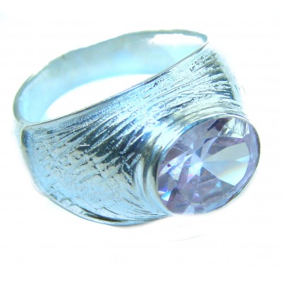 Pink Amethyst .925 Silver handcrafted Ring s. 9