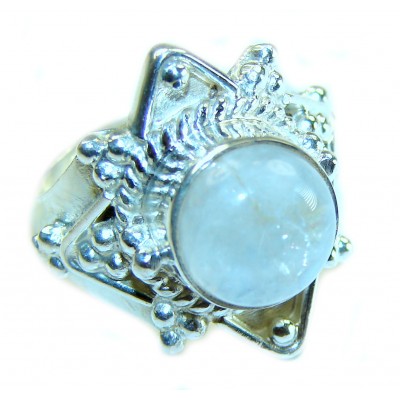 Rainbow Moonstone .925 Sterling Silver handmade ring s. 7