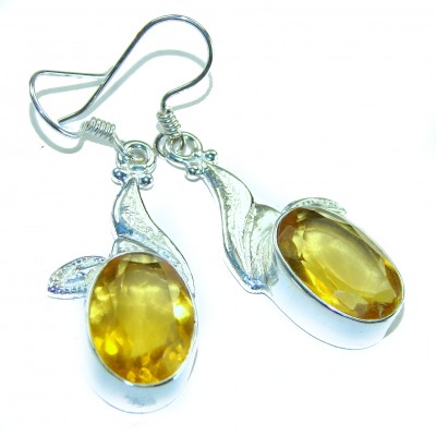 Born in Spain Luxurious Natural 10.2 carat Citrine from Spain .925 Sterling Silver handmade earrings