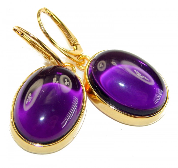 Lavender Beauty authentic 16.2 carat Amethyst 14K Gold over .925 Sterling Silver handcrafted earrings