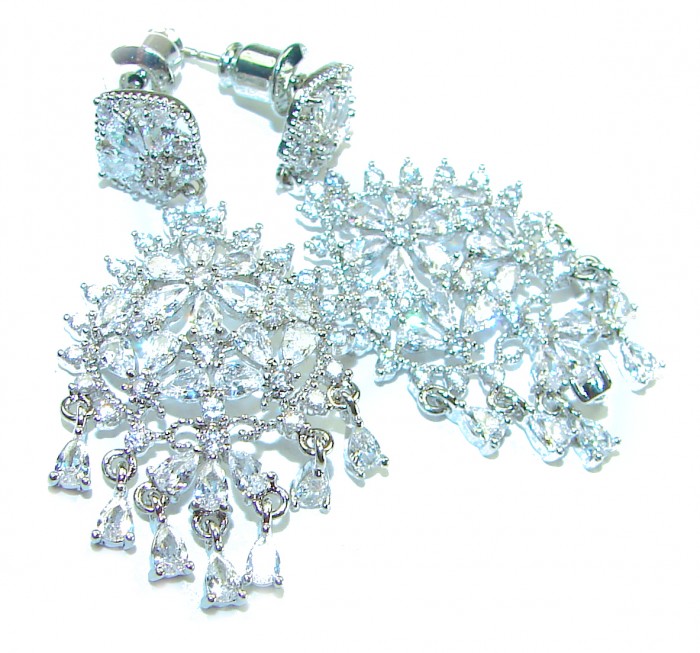 Allure Natural 10.2 carat White Topaz .925 Sterling Silver handcrafted earrings
