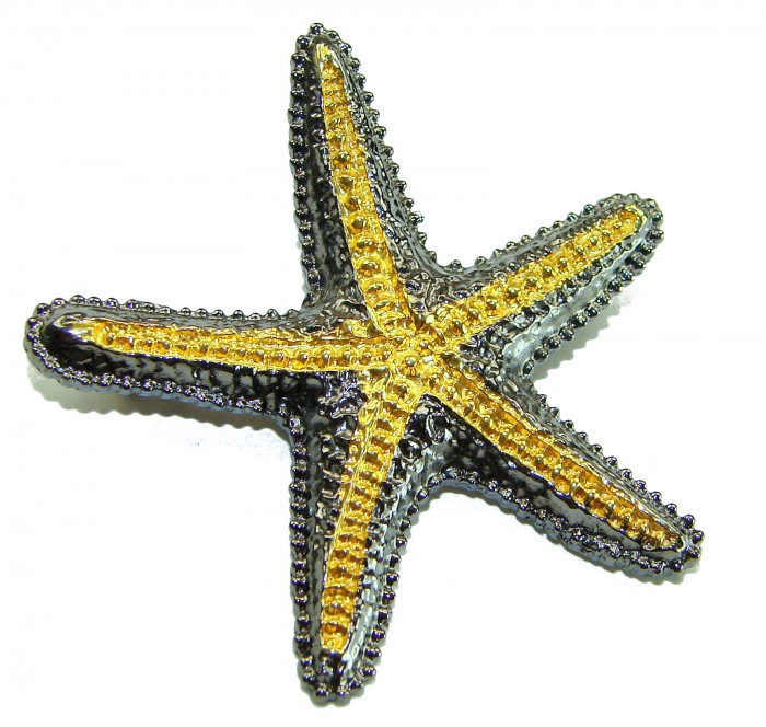 Large Italy made Starfish 18K Gold over .925 Sterling Silver handmade Pendant - Brooch