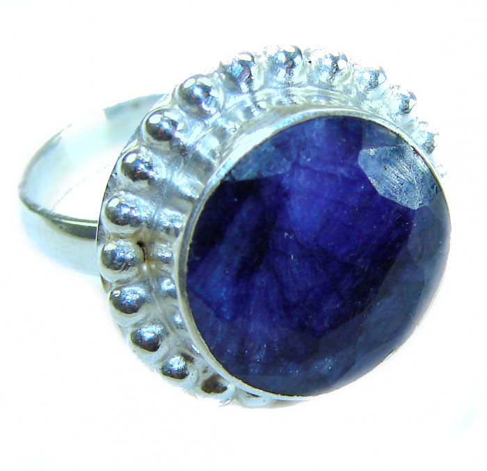 Precious Design baquette cut 4.9 CARAT Sapphire .925 Sterling Silver Statement Ring s. 8 1/2