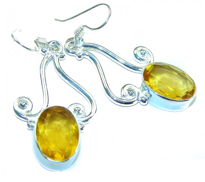 Born in Spain Luxurious Natural 10.2 carat Citrine from Spain .925 Sterling Silver handmade earrings